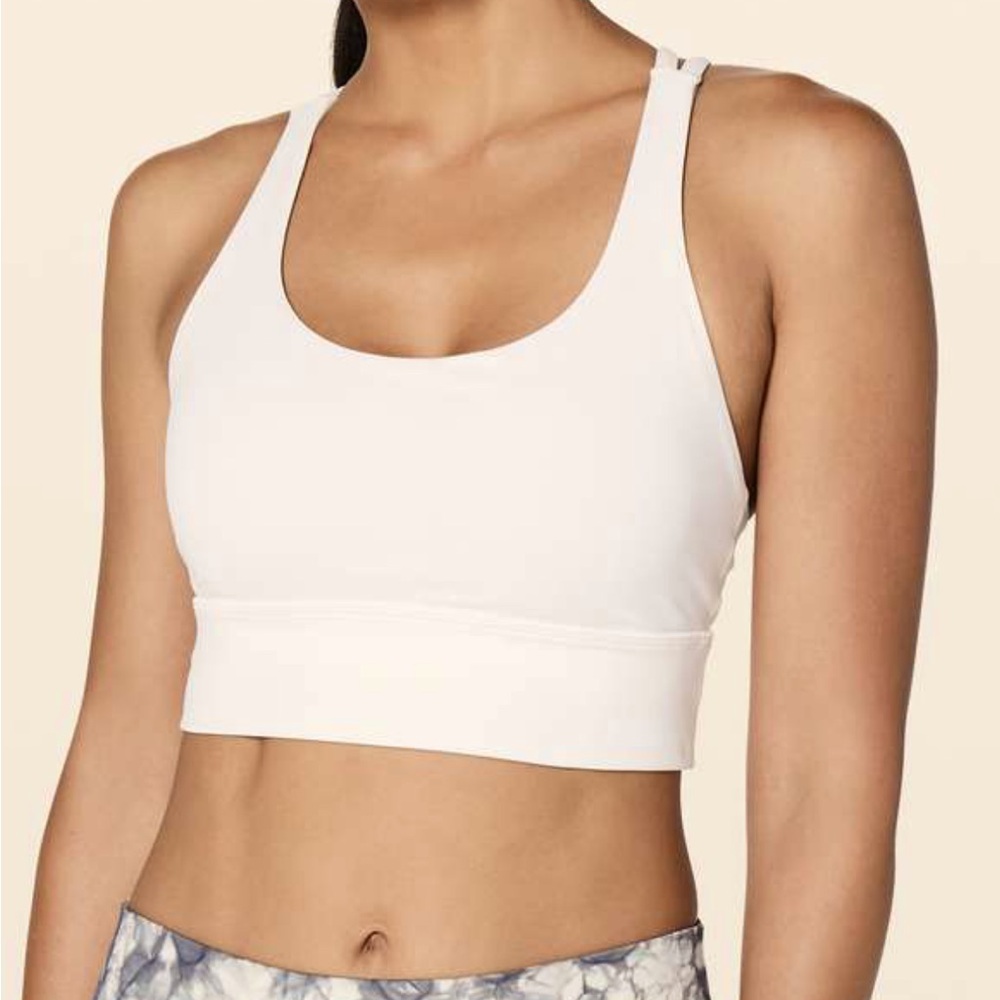 Lululemon Energy Bra Long Line Ribbed Luxtreme ivory size 4 gym workout running